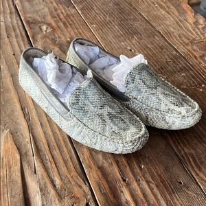 Johnston & Murphy Gray Snake Print Loafers